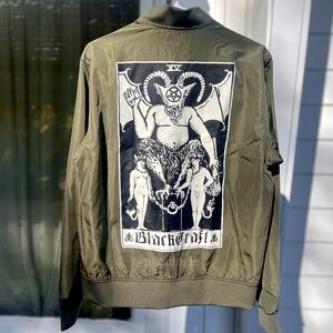 NEW Blackcraft Cult Tarot Devil Bomber Windbreaker Jacket Unisex Army Green S